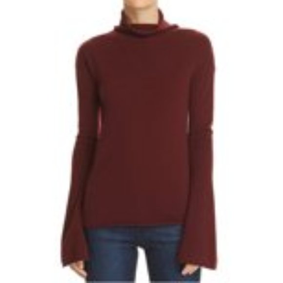 Theory Bell Sleeve Cashmere Sweater Mulberry Sz S - Picture 3 of 11